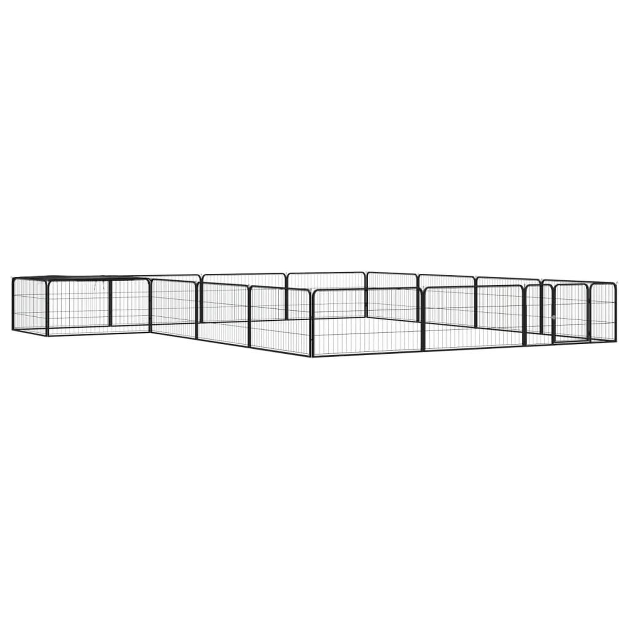 VIDAXL Parc pour chien 16panneaux Noir 100x50cm Acier enduit de poudre