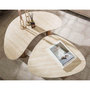 Voir la diapositive 3 : LISA DESIGN Mohea - lot de 2 tables basses gigognes - effet travertin et bois - 88 et 65 cm