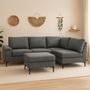 Voir la diapositive 2 : CONCEPT USINE Canapé d'angle 4-5 places en tissu chenille gris anthracite avec pouf COLCHESTER