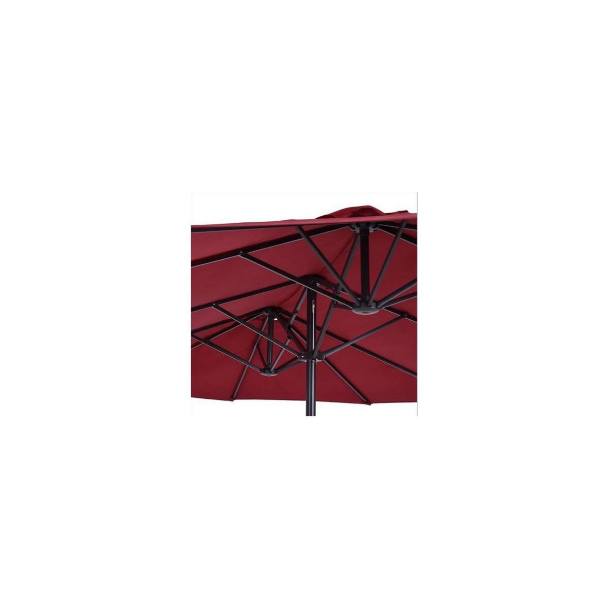 KZ GARDEN Parasol de terrasse double Rouge Bordeaux 4.50 x 2.65 x H 2.40 Toile polyester TWIN KZ GARDEN