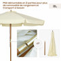 Voir la diapositive 4 : OUTSUNNY Parasol droit rond grande taille de jardin Ø 3,25 x 2,5H m bois de bambou polyester beige