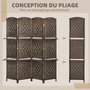 Voir la diapositive 4 : HOMCOM Paravent séparateur de pièce 4 panneaux pliables dim. 160L x 170H cm - 2 étagères - bois fibre papier brun