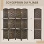 Voir la diapositive 4 : HOMCOM Paravent séparateur de pièce 4 panneaux pliables dim. 160L x 170H cm - 2 étagères - bois fibre papier brun