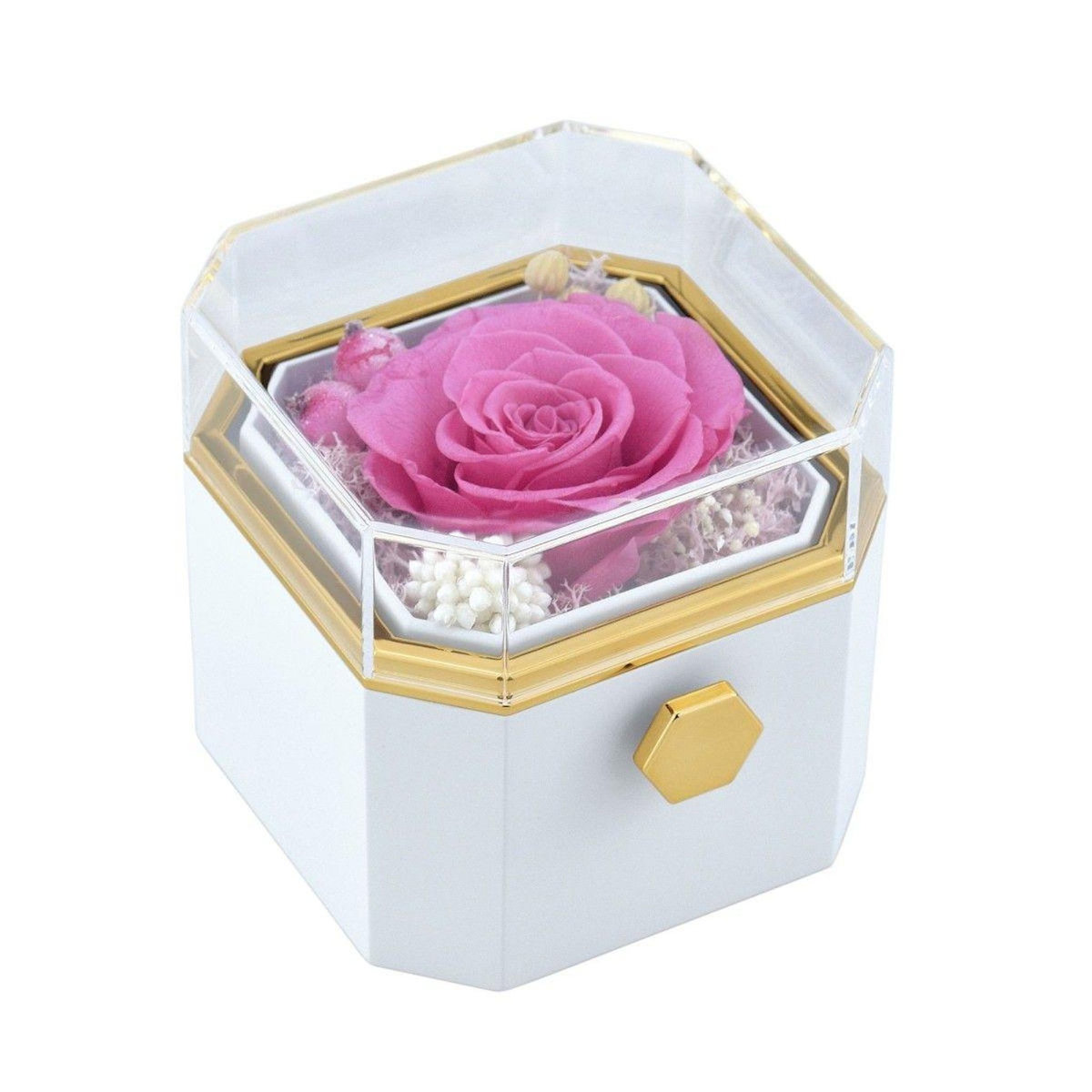 SC CRYSTAL Boite à bijoux décorée d'une rose éternelle - stabilisée rose