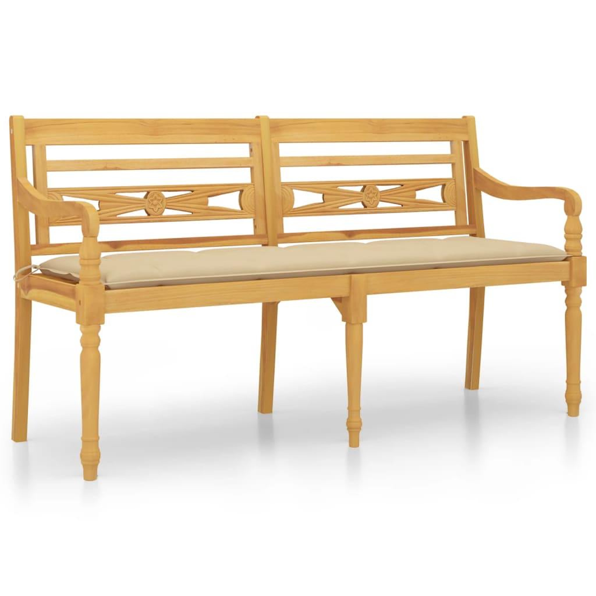 Voir la diapositive 2 : VIDAXL Banc Batavia avec coussin beige 150 cm Bois de teck massif