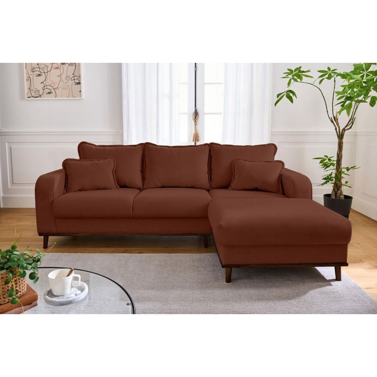 LISA DESIGN Albane - canapé d'angle droit - 4 places - en velours côtelé