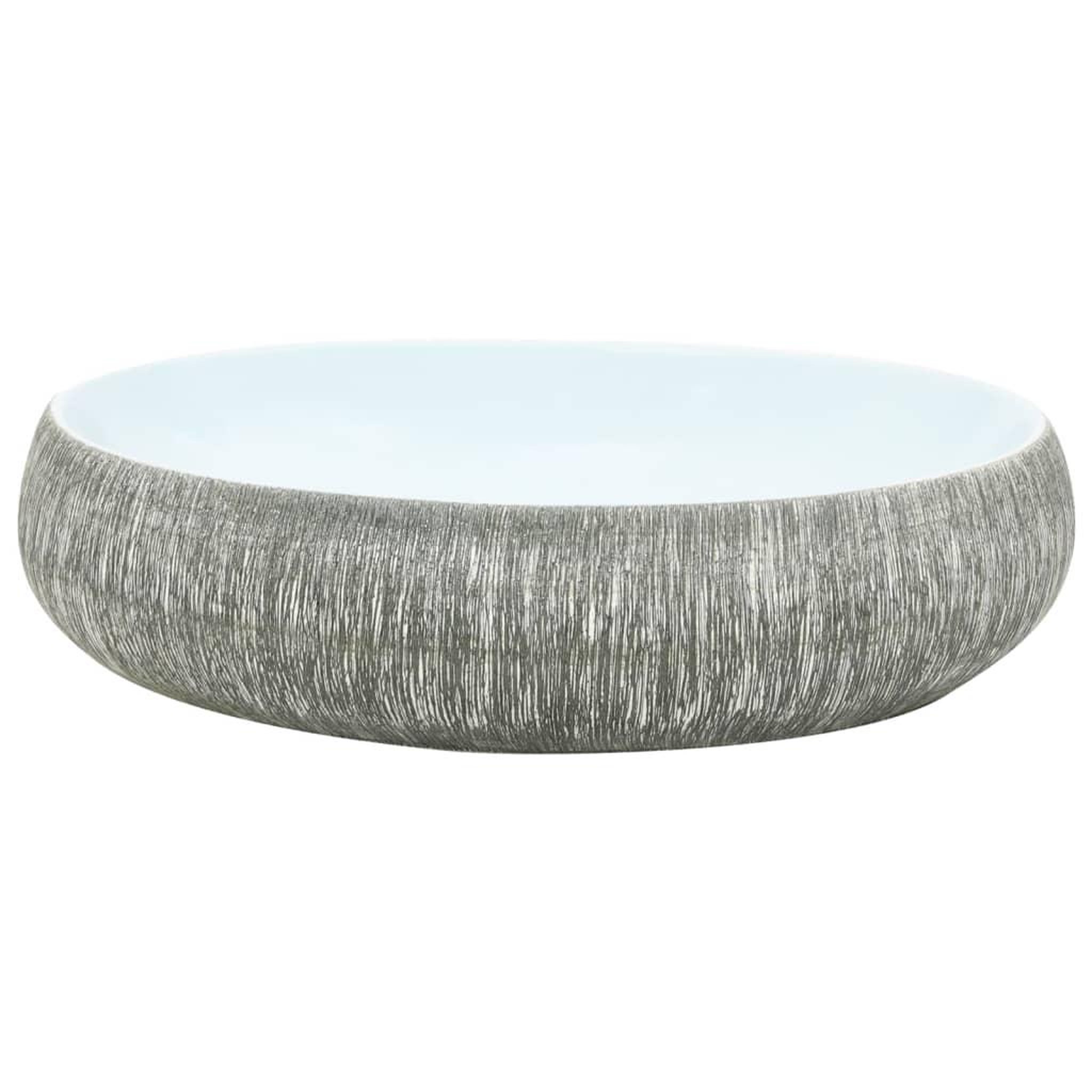 Voir la diapositive 3 : VIDAXL Vasque a poser gris et bleu ovale 59x40x15 cm ceramique
