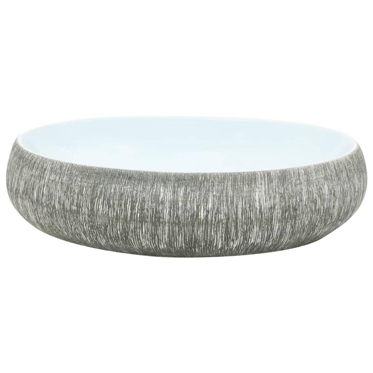 VIDAXL Vasque a poser gris et bleu ovale 59x40x15 cm ceramique