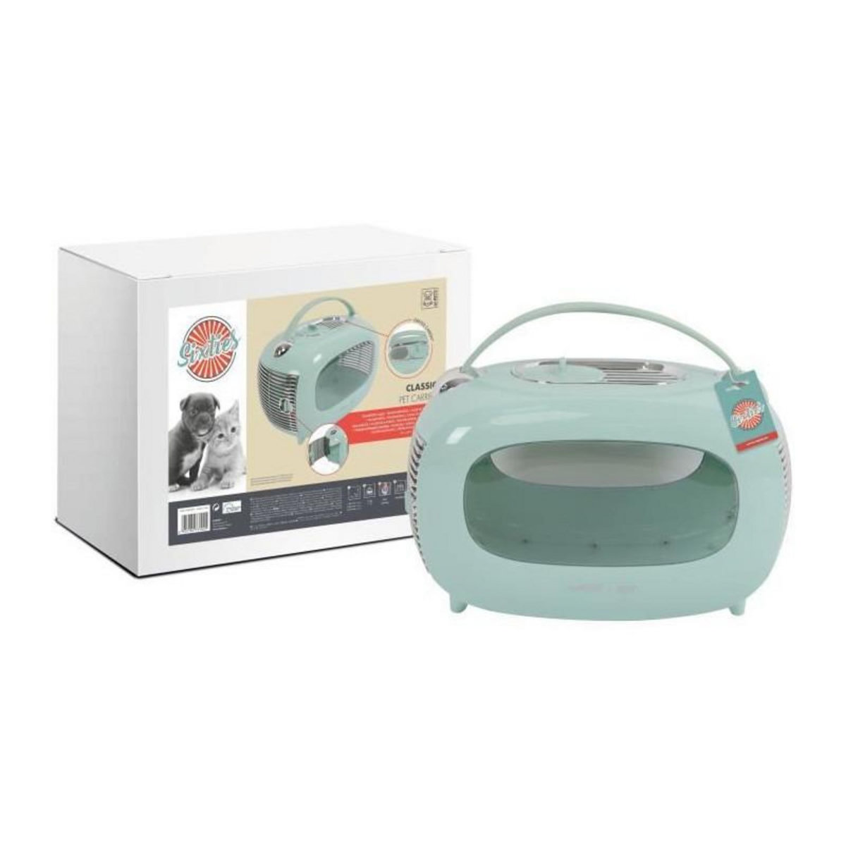 M PETS Caisse de transport - M PETS - SIXTIES Classic - Poignée - Sac a dos - Ouverture arriere - 5 kg max - Bleu