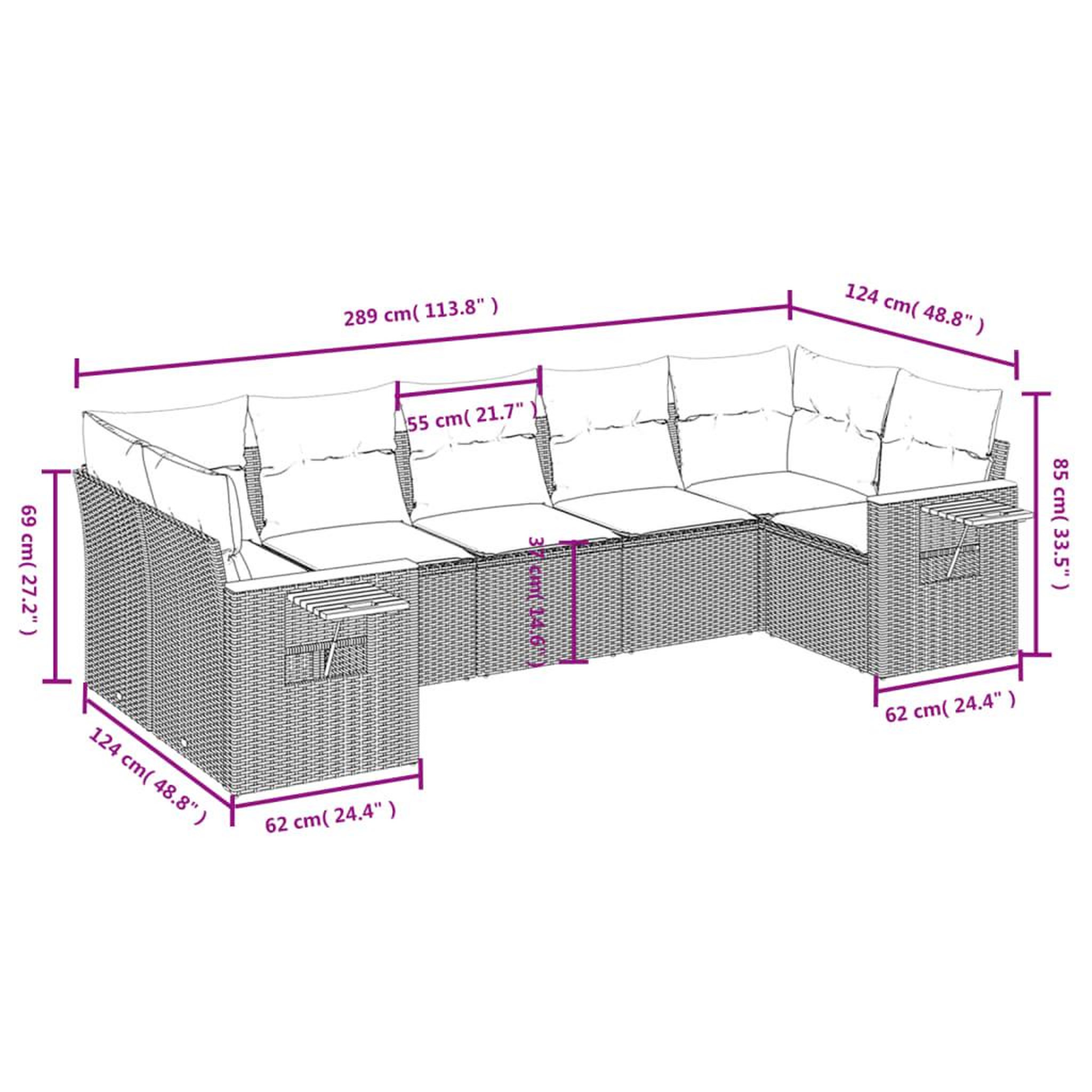 Voir la diapositive 3 : VIDAXL Salon de jardin avec coussins 7 pcs beige resine tressee