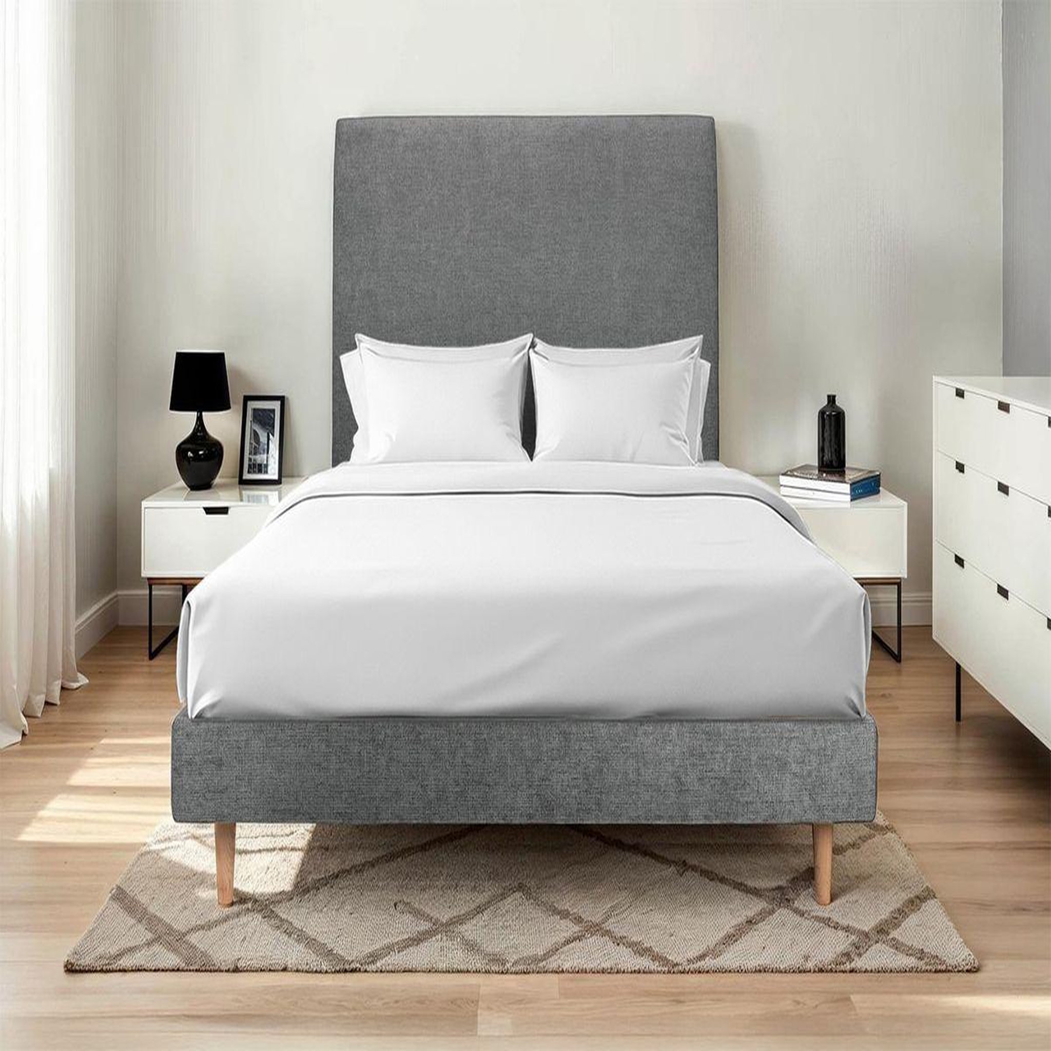 Voir la diapositive 2 : Sommeil de Plomb Lit avec tête de lit tapissier tissu et sommier kit - Hauteur totale : 29cm