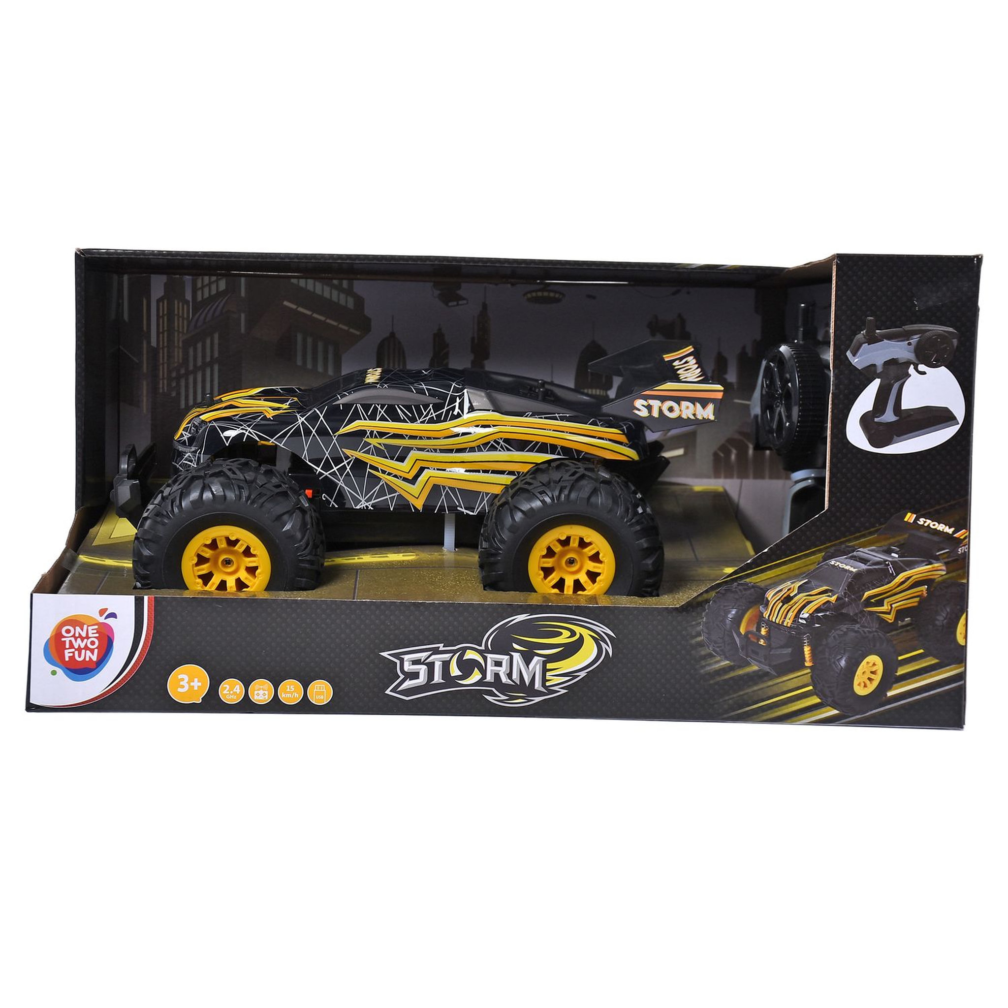 Voir la diapositive 2 : One Two Fun Véhicule radiocommandé Speed Storm jaune 1/18ème 