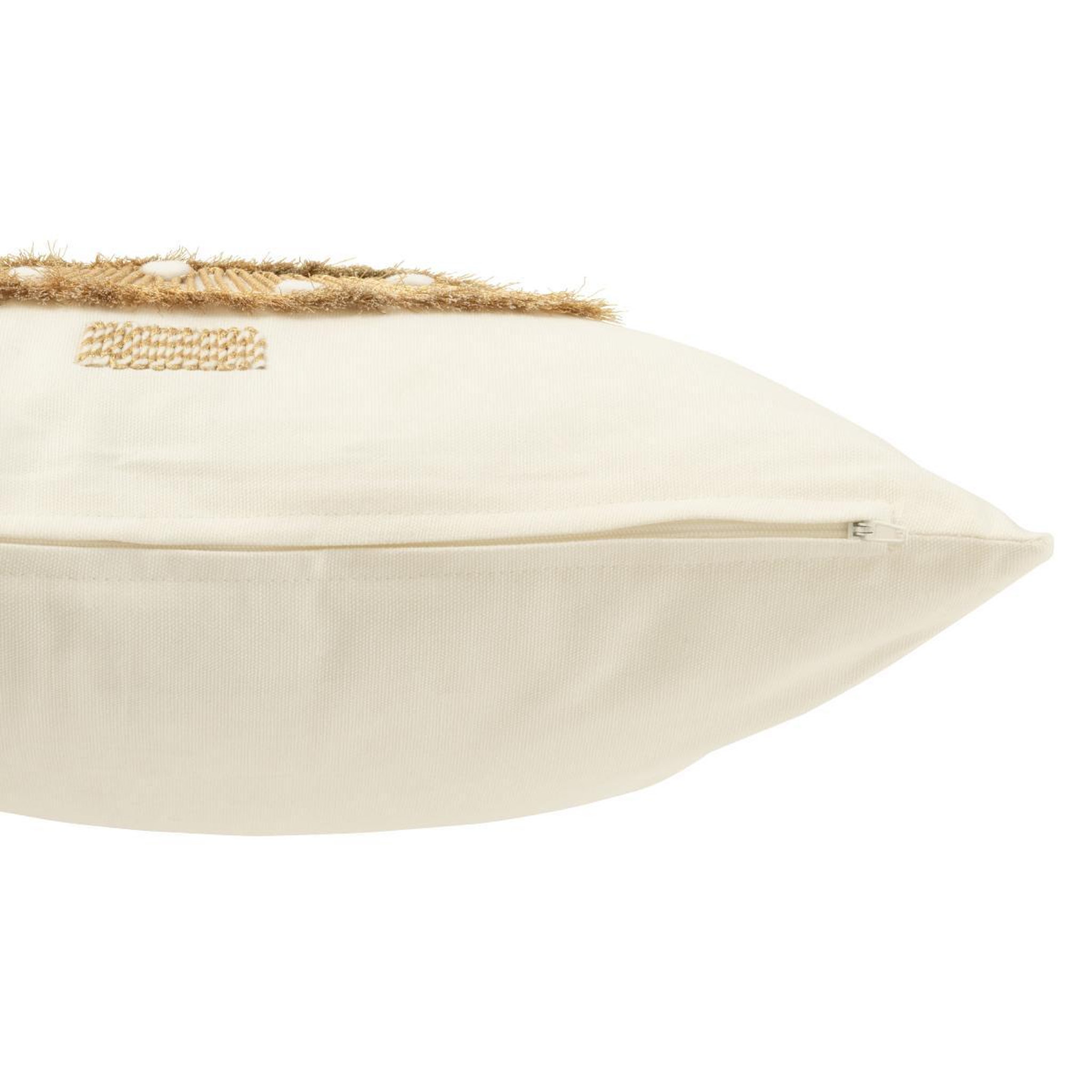 Voir la diapositive 3 : J-LINE Coussin déco sapin  franges  45x45cm blanc