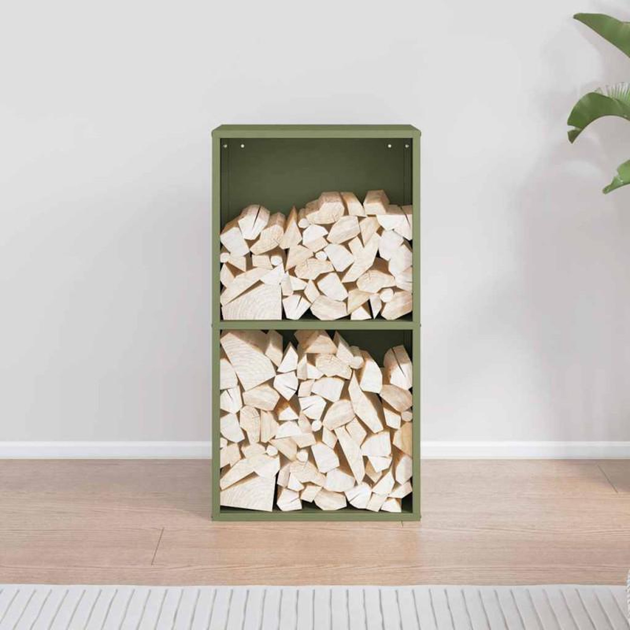 Voir la diapositive 3 : VIDAXL Portant de bois chauffage vert olive 40x30x75 cm
