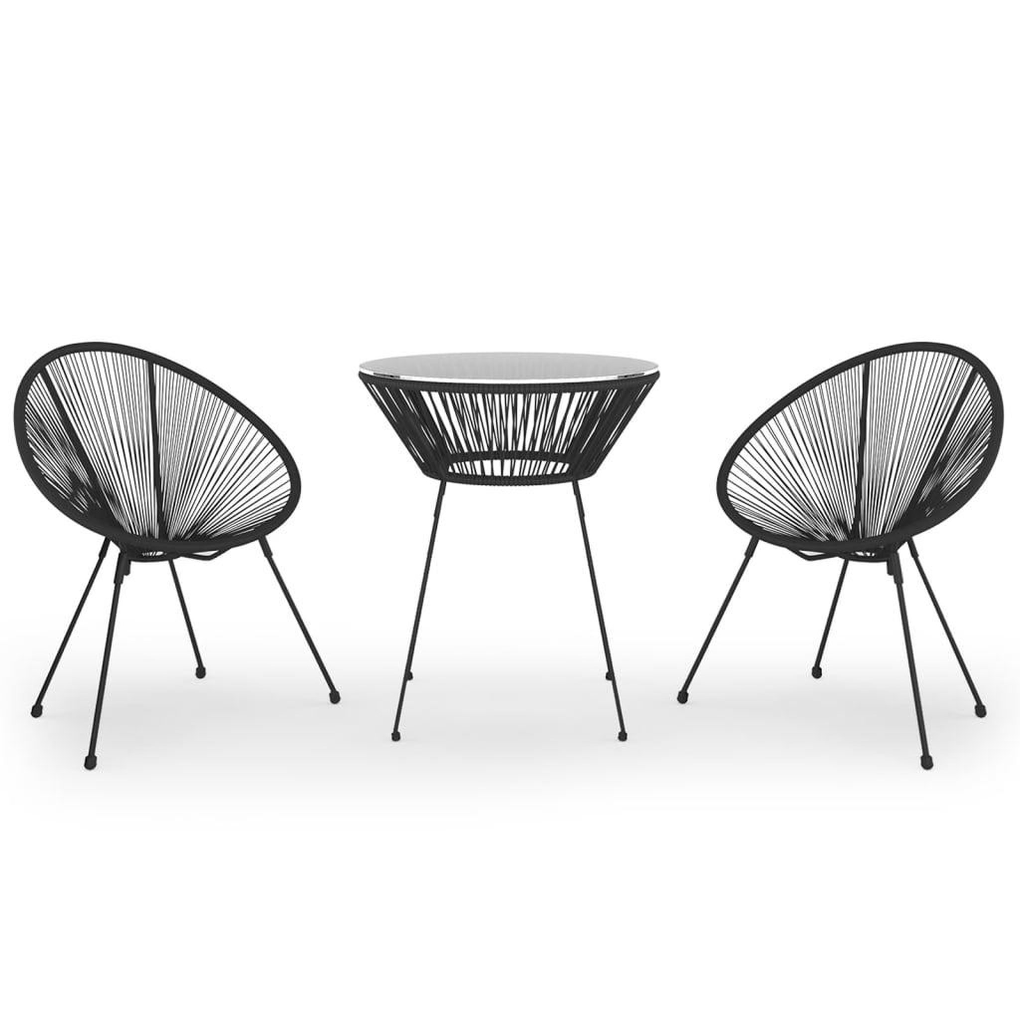 Voir la diapositive 2 : VIDAXL Ensemble a manger de jardin 3 pcs Noir