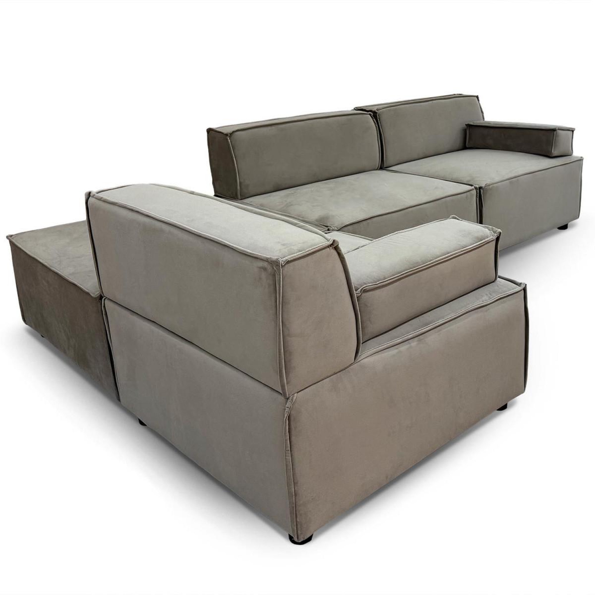 Voir la diapositive 3 : Paris Prix Canapé modulable en velours côtelé  todd  258cm taupe grisé