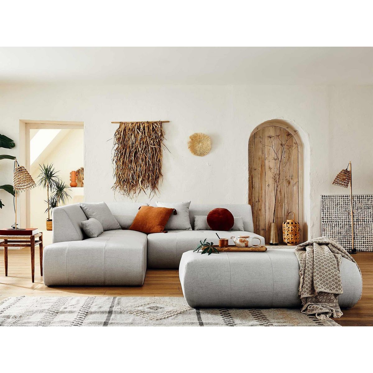 LISA DESIGN Onyx - canapé modulable d'angle gauche 5 places - en tissu