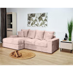 LISA DESIGN Andy - canapé d'angle gauche 4 places en fausse fourrure côtelée. Coloris disponibles : Beige