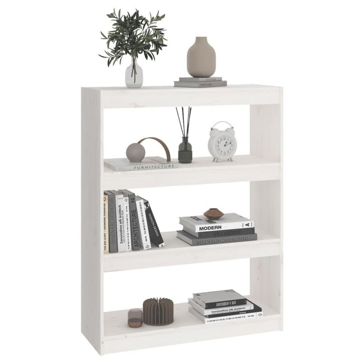 VIDAXL Bibliotheque/Separateur de piece Blanc 80x30x103,5cm Pin massif