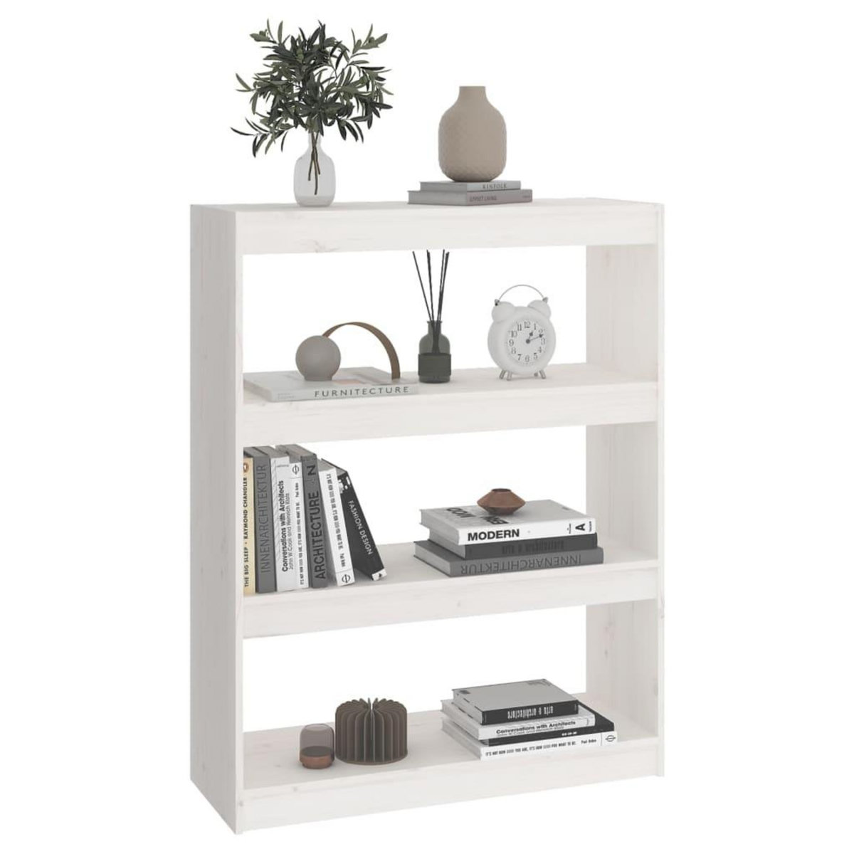 VIDAXL Bibliotheque/Separateur de piece Blanc 80x30x103,5cm Pin massif