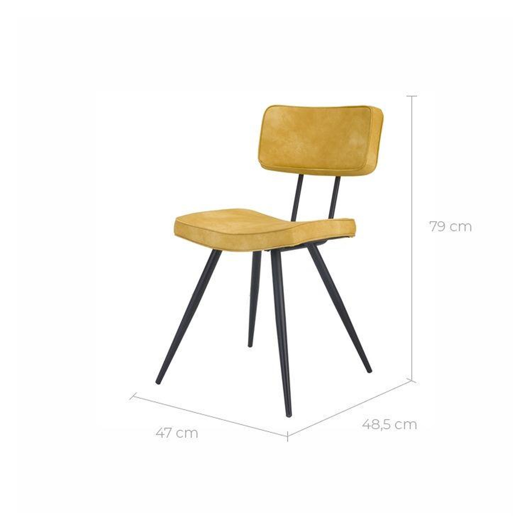 Voir la diapositive 4 : MAISON PAVANE Lot de 2 chaises en cuir synthétique jaune-texas