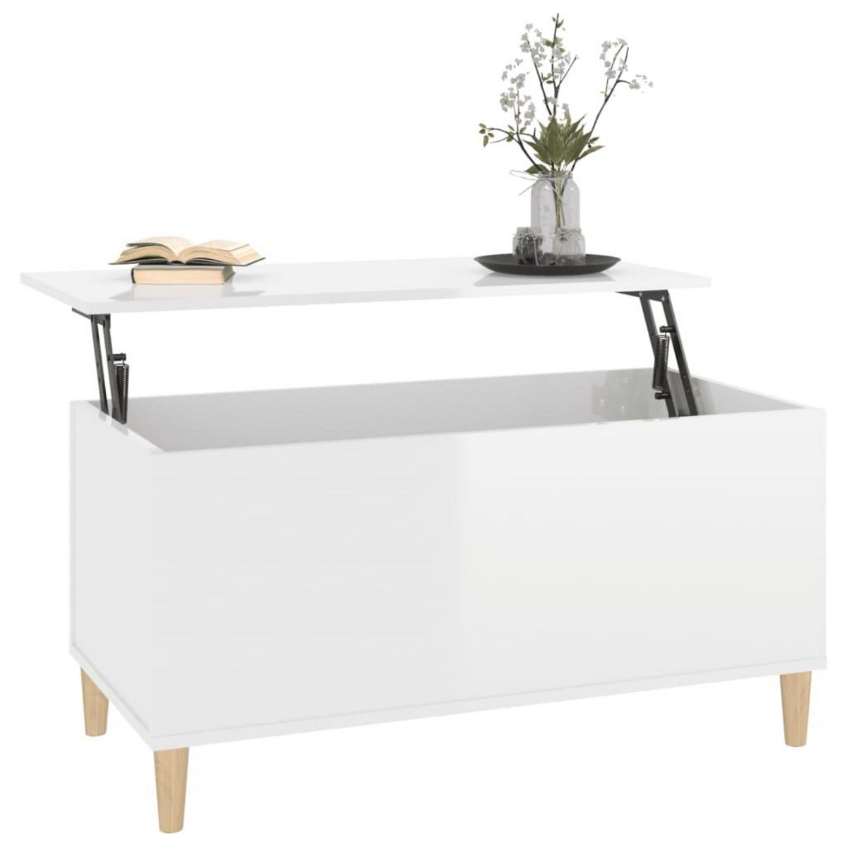 VIDAXL Table basse Blanc brillant 90x44,5x45 cm Bois d'ingenierie