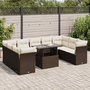 Voir la diapositive 1 : VIDAXL Salon de jardin 10 pcs avec coussins marron resine tressee