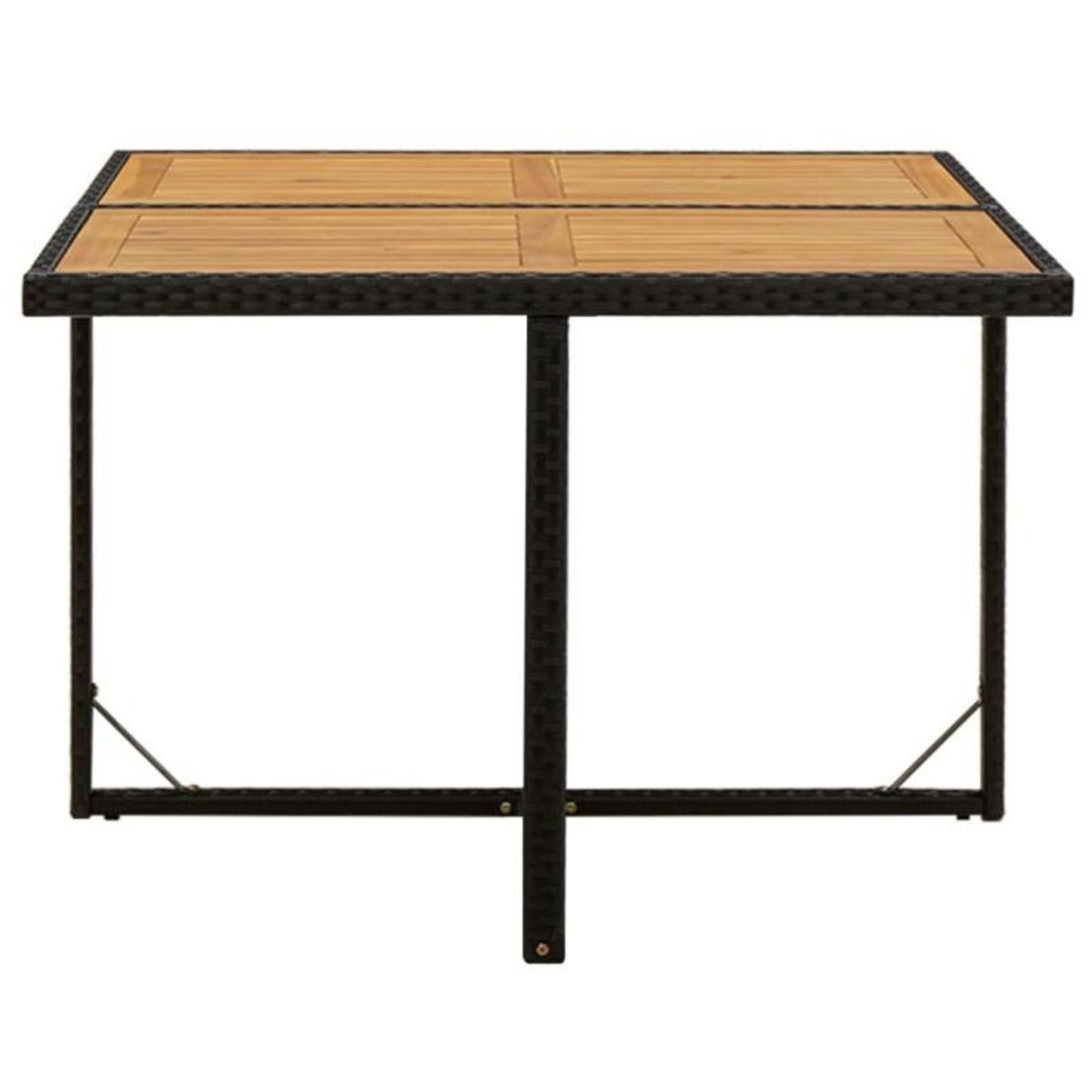 VIDAXL Table de jardin Noir 109x107x74 cm Résine tressée bois massif