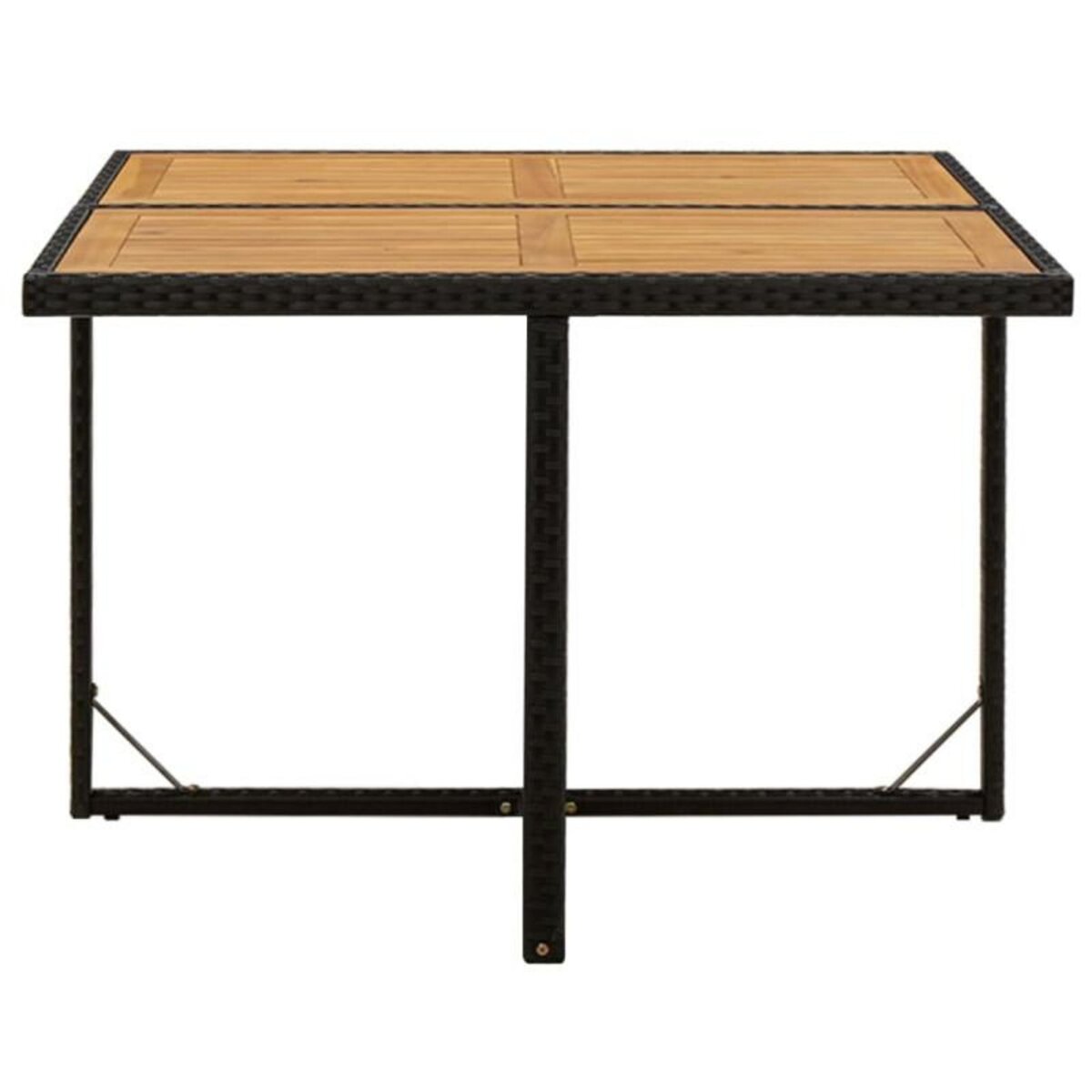 VIDAXL Table de jardin Noir 109x107x74 cm Résine tressée bois massif