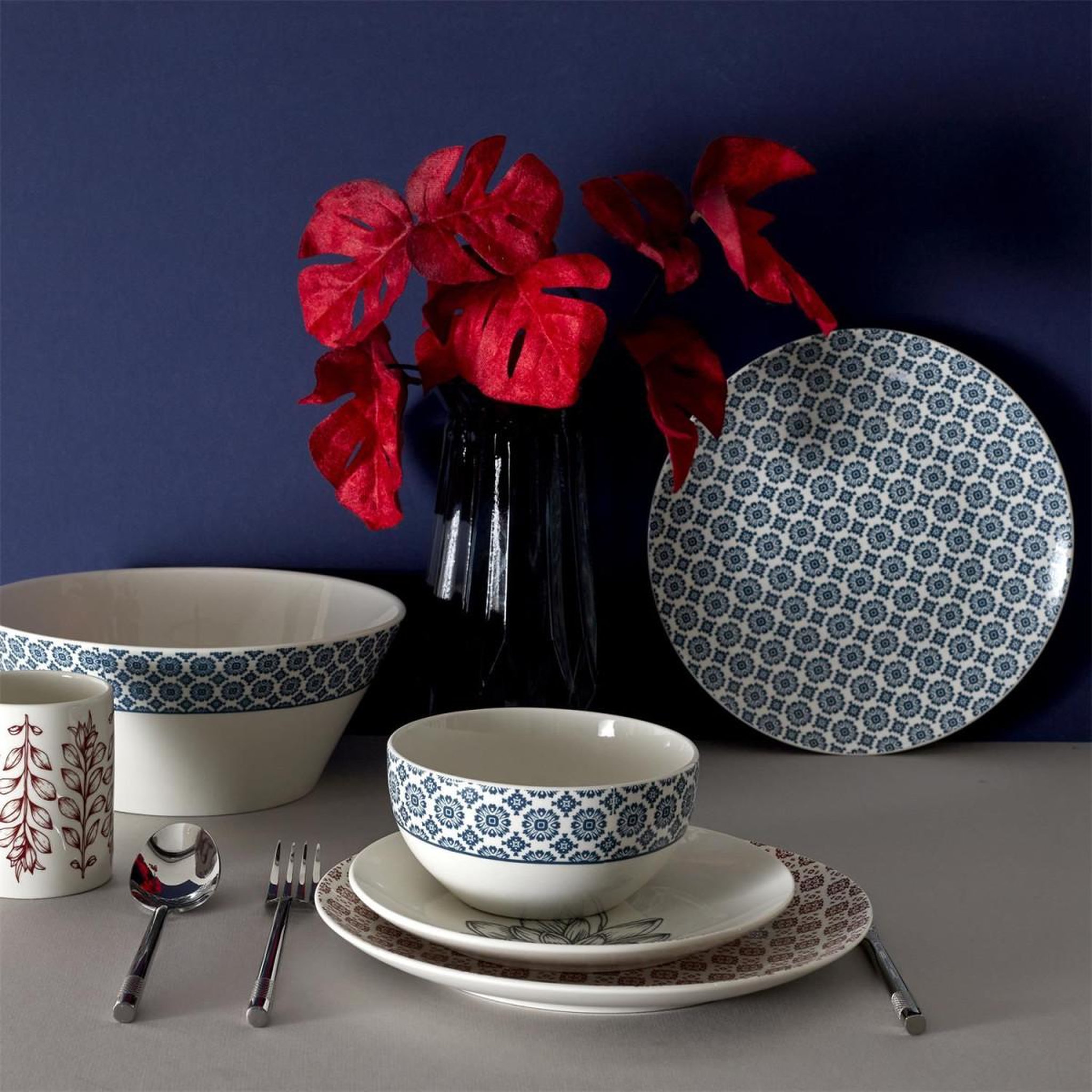 Voir la diapositive 3 : The Home Deco Factory Lot de 6 bols imprimé  cottage  60cl bleu