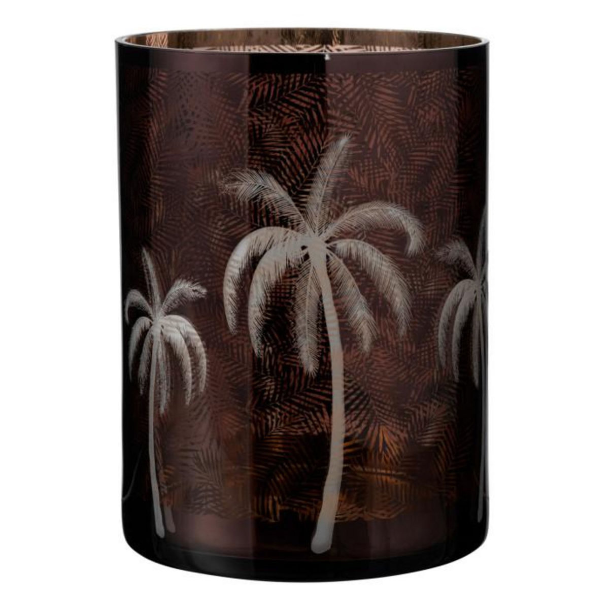 Paris Prix Photophore Design  Feuilles Palmier  24cm Marron