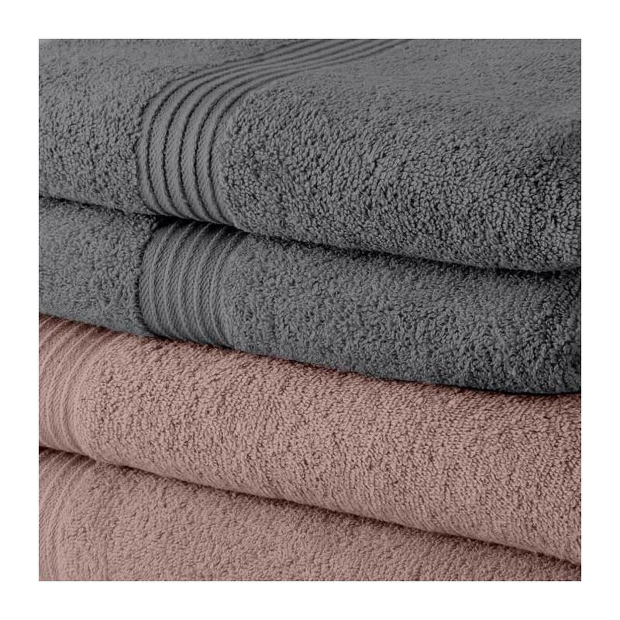 Voir la diapositive 2 : Today Lot de 10 serviettes de Toilette TODAY 50x90 cm 100% Coton - 5 roses des sables + 5 acier