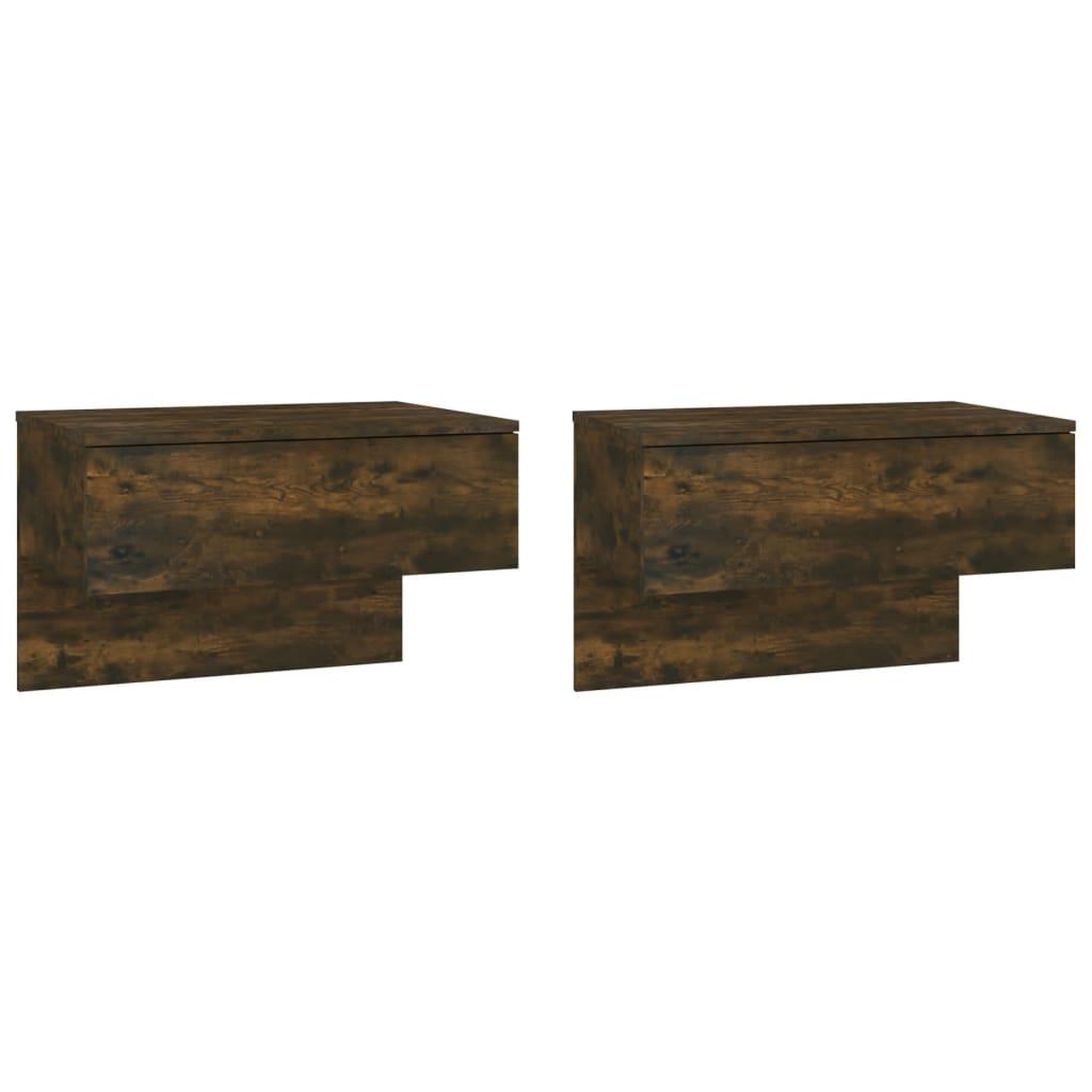 Voir la diapositive 2 : VIDAXL Tables de chevet murales 2 pcs Chene fume