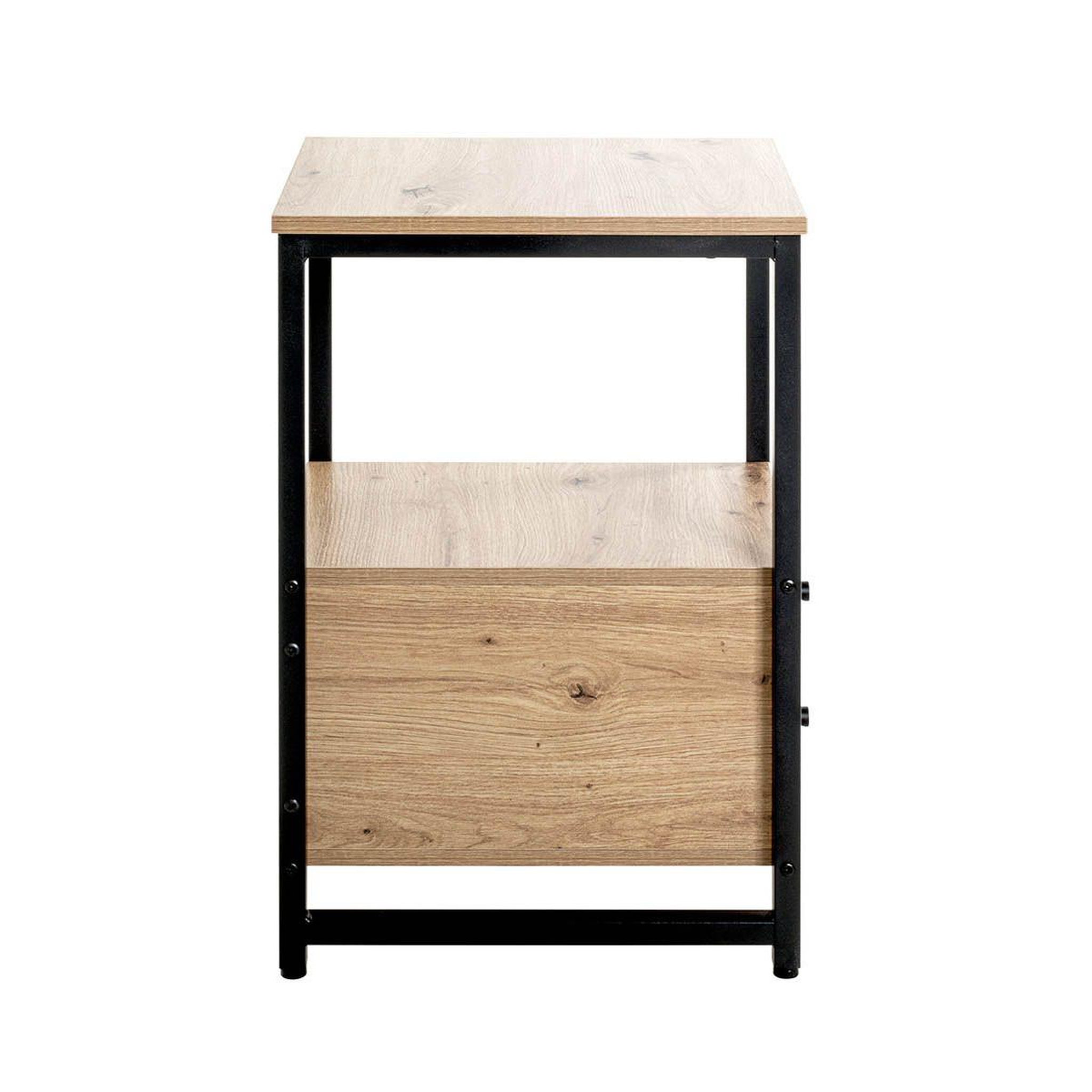 Voir la diapositive 5 : Paris Prix Table d'appoint 2 tiroirs  miranda  63cm chêne & noir