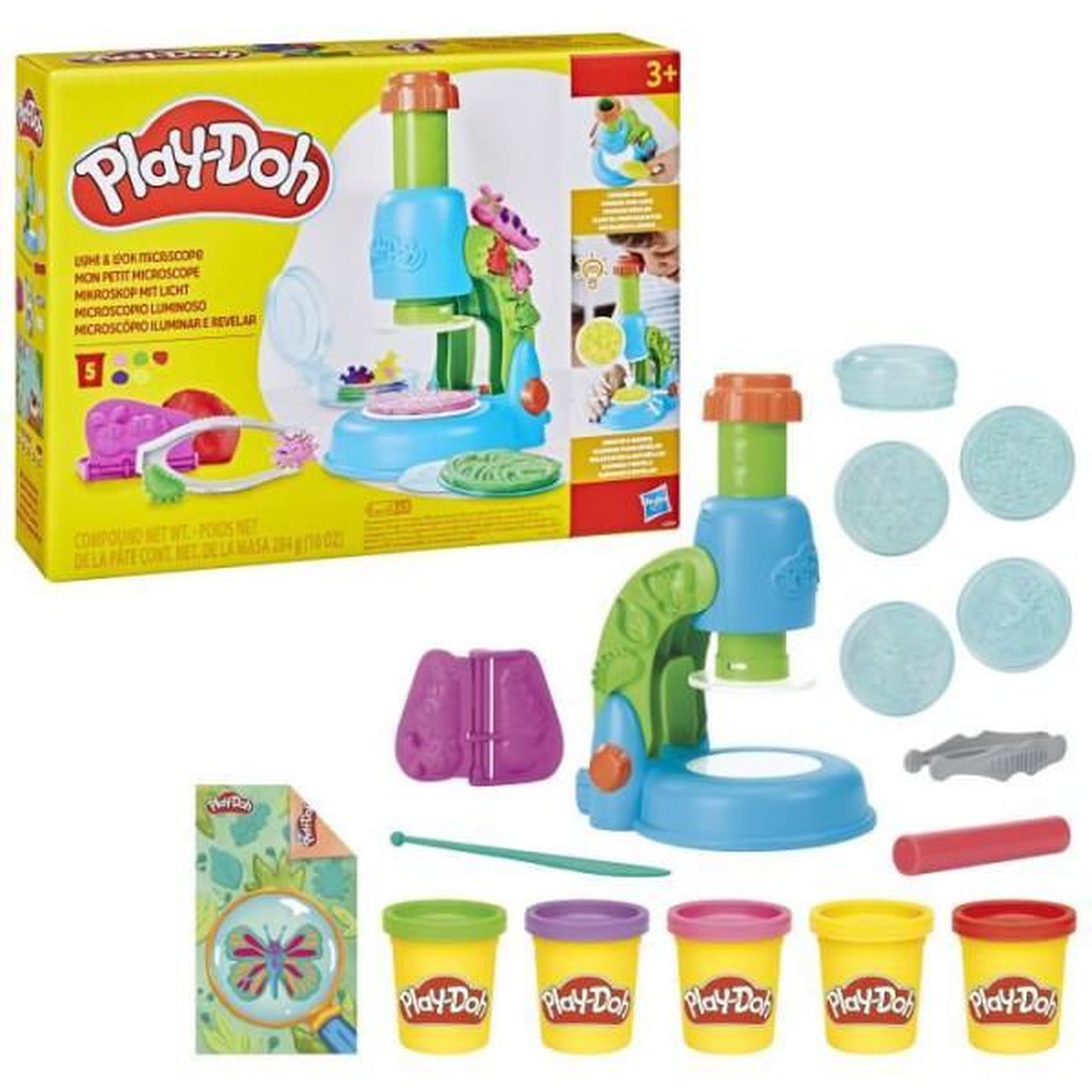 PLAYDOH Play-Doh Mon petit microscope, pâte a modeler, 9 accessoires et 5 couleurs, des 3 ans