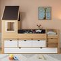 Voir la diapositive 2 : MERAX Lit combiné enfant mi hauteur 90x200(90x190)cm bois et mdf coloris blanc+naturel