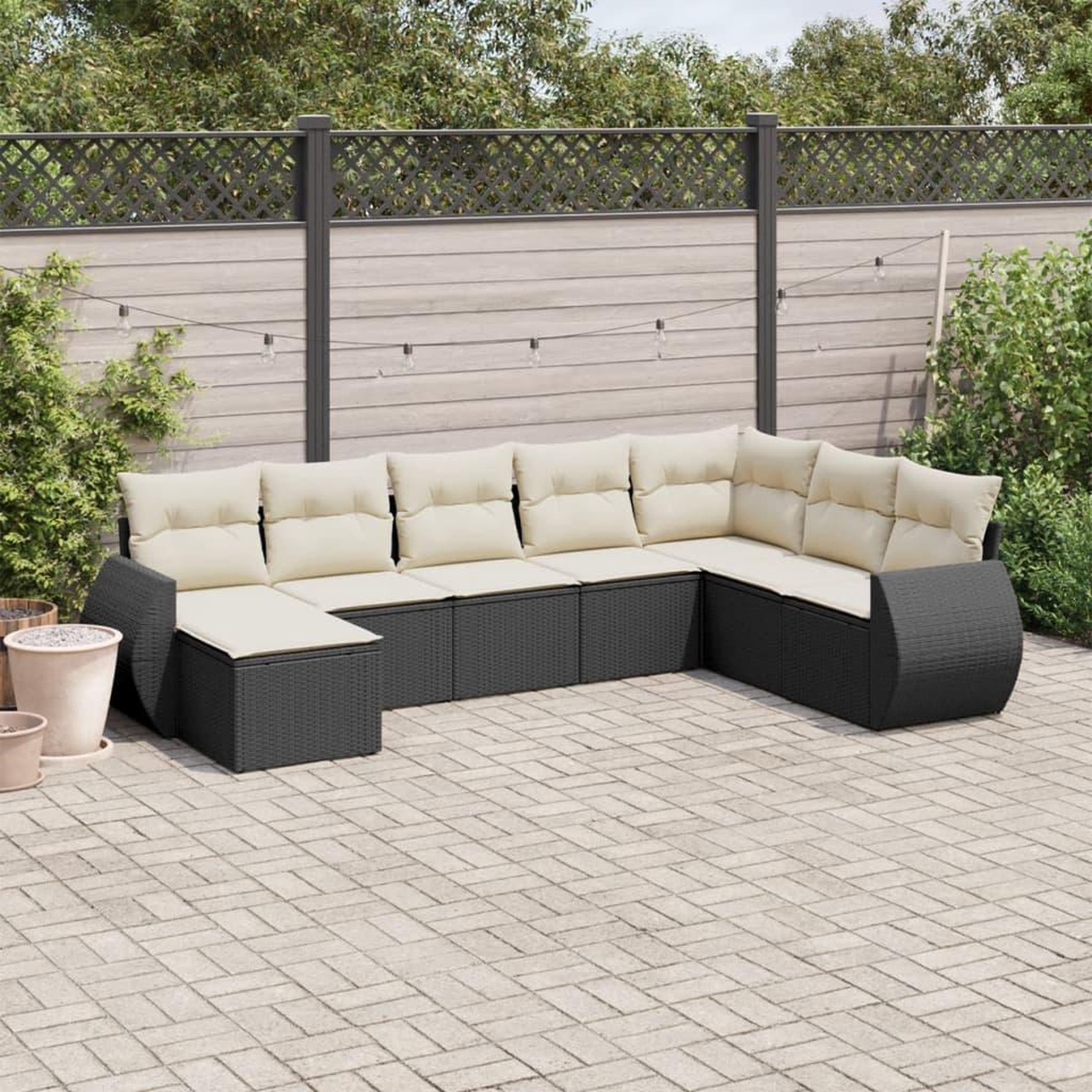 VIDAXL Salon de jardin 8 pcs avec coussins noir resine tressee