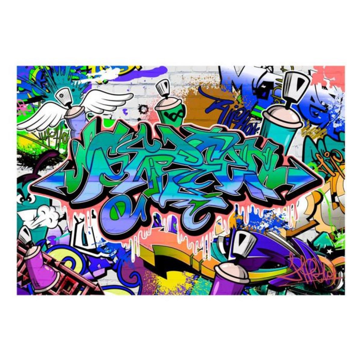 Paris Prix Papier Peint  Graffiti : Motif Bleu
