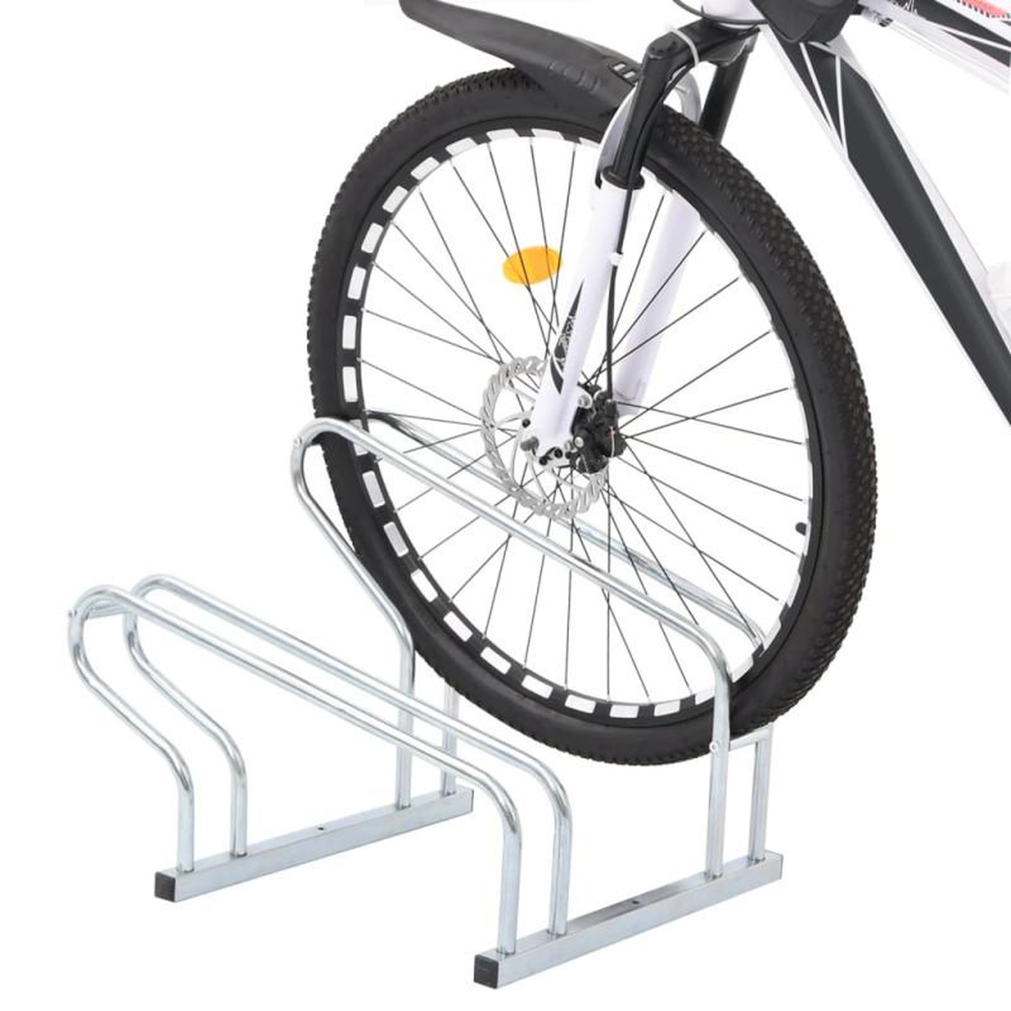 Voir la diapositive 2 : VIDAXL Support de vélo au sol autoportant pour 2 vélos acier galvanisé