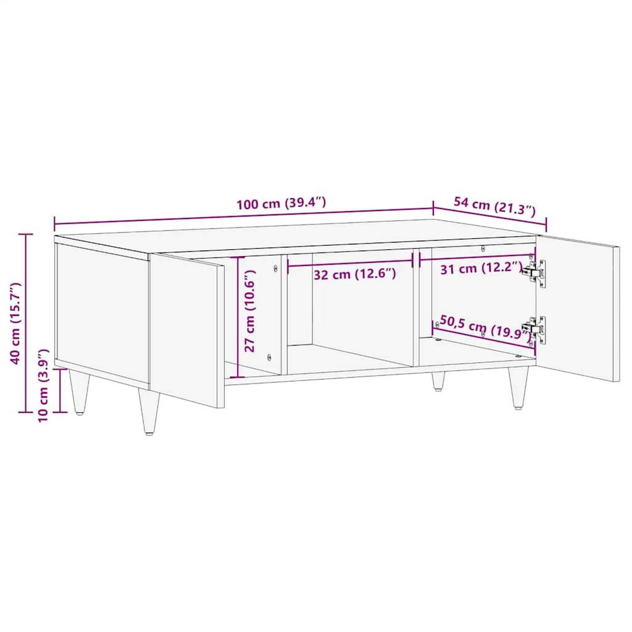Voir la diapositive 6 : VIDAXL Table basse gris clair 100x54x40 cm bois massif de manguier