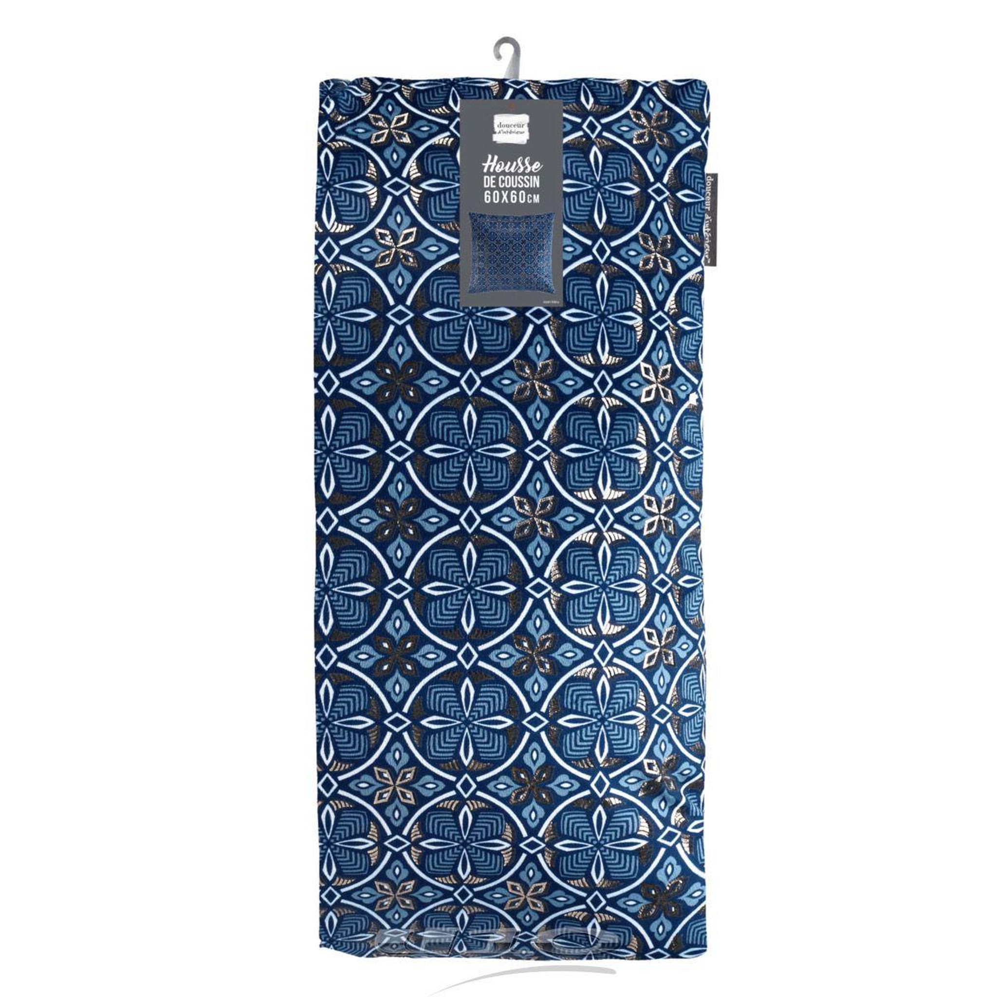 Voir la diapositive 3 : Douceur d'Intérieur Housse de coussin imprimée  joan  60x60cm bleu