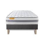 SEPTNUITS Matelas + sommier gris Memo Spring Ressorts ensachés 3 zones de confort MAXI épaisseur. Coloris disponibles : Gris