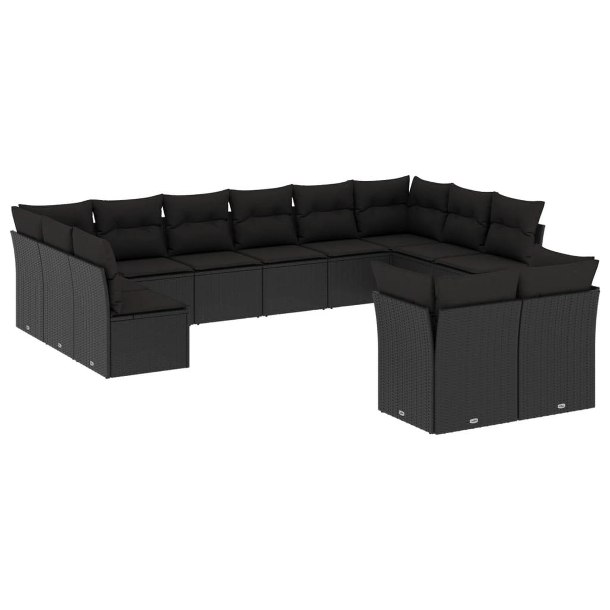 Voir la diapositive 2 : VIDAXL Salon de jardin 12 pcs avec coussins noir resine tressee