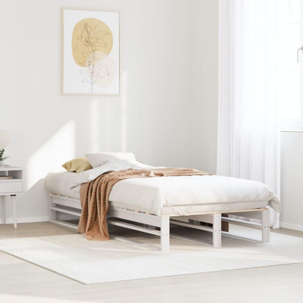 VIDAXL Cadre de lit sans matelas blanc 100x200 cm bois de pin massif