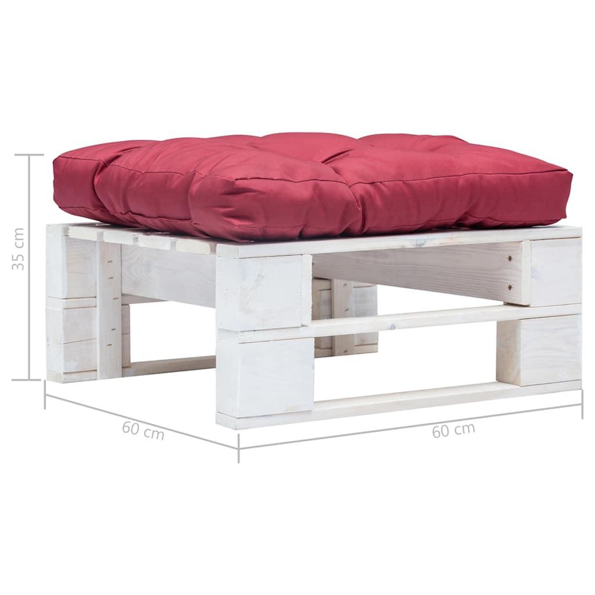 Voir la diapositive 3 : VIDAXL Repose-pied palette de jardin avec coussin rouge blanc bois