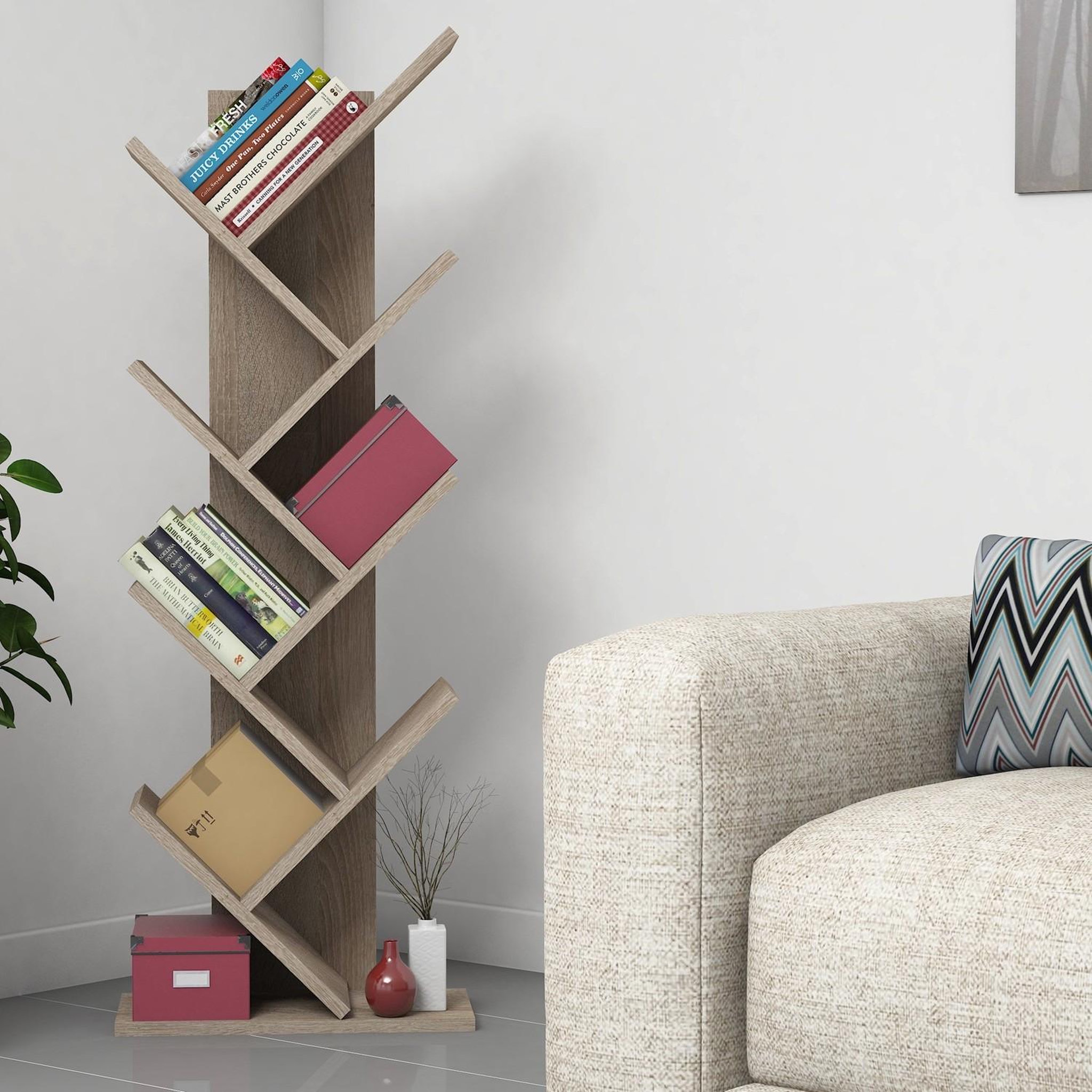Voir la diapositive 3 : Habitat et Jardin Bibliothèque en bois  Hitit  - 46 x 22 x 128 cm - Marron