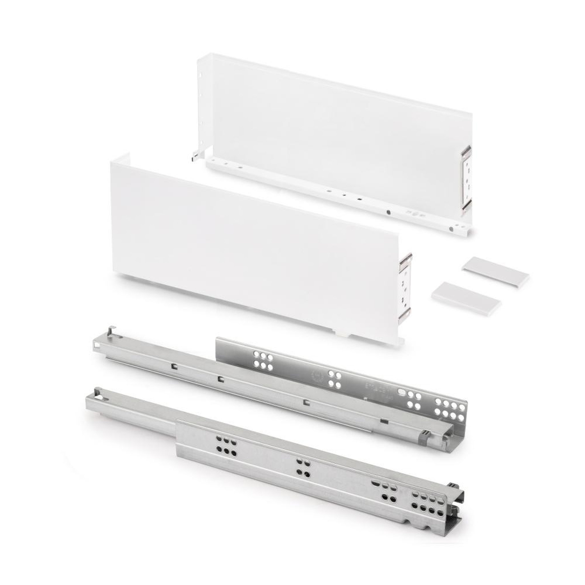 Emuca 3274412 Tiroir extérieur Simplex 25kg hauteur 159mm, profondeur 440mm, acier, peint en blanc