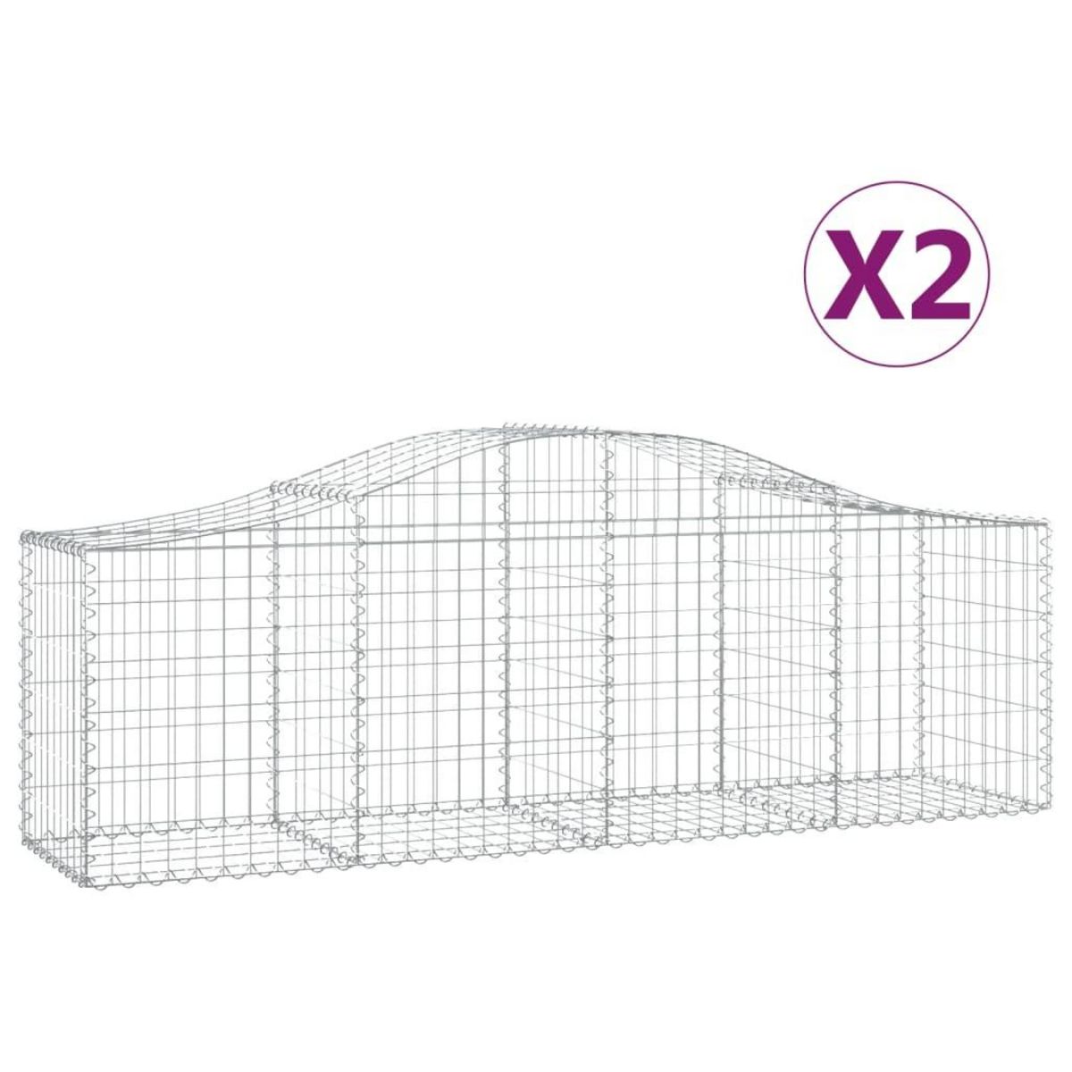 VIDAXL Paniers a gabions arques 2 pcs 200x50x60/80 cm Fer galvanise