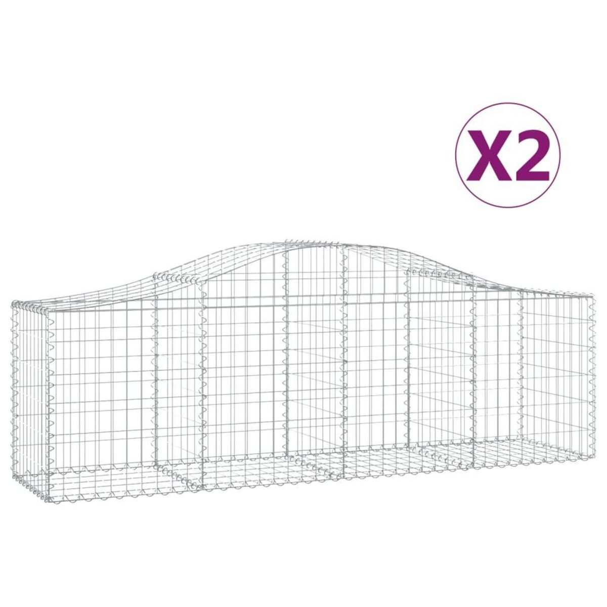 VIDAXL Paniers a gabions arques 2 pcs 200x50x60/80 cm Fer galvanise