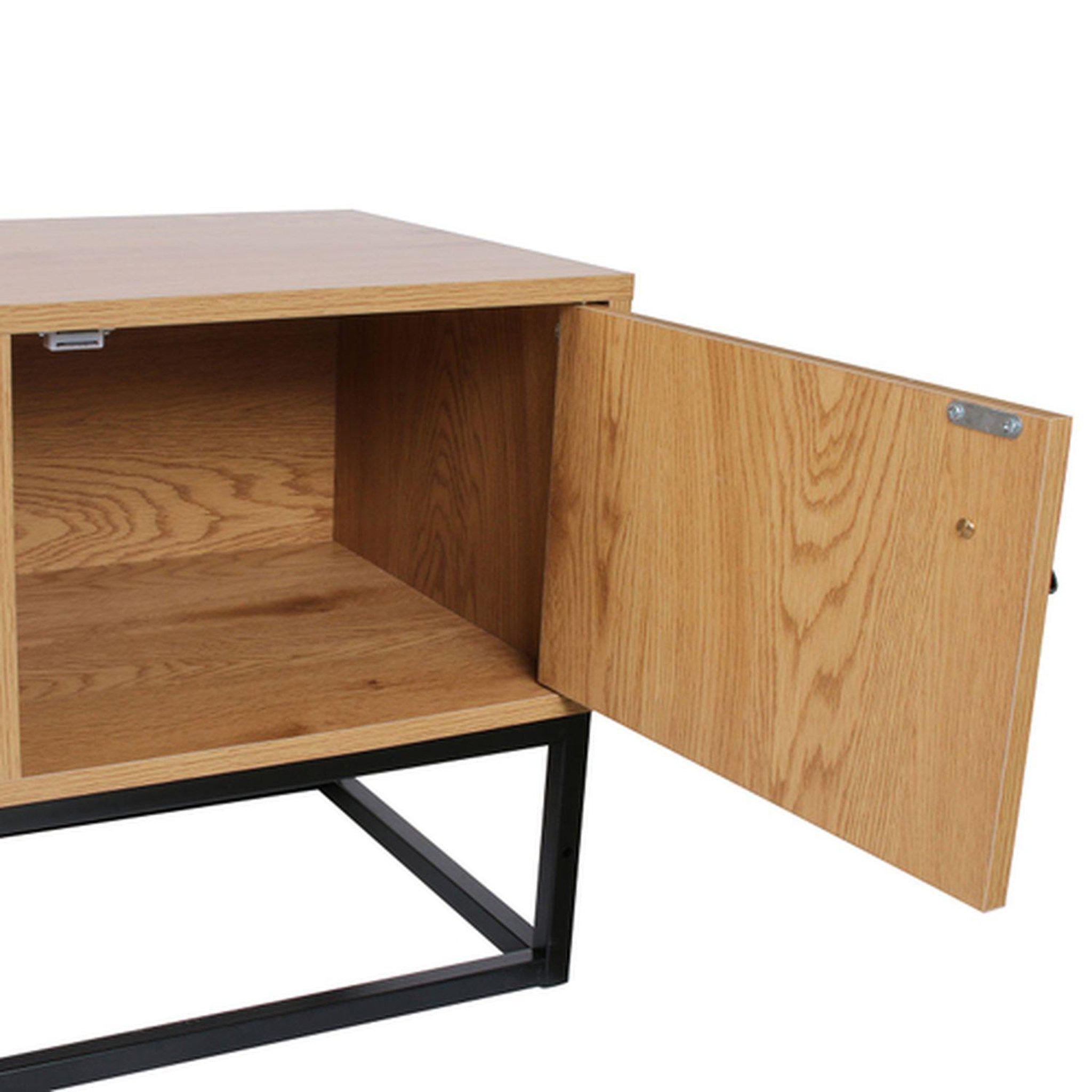 Voir la diapositive 3 : The Home Deco Factory Meuble tv design bois et métal abbott - l. 117 x h. 48 cm - noir